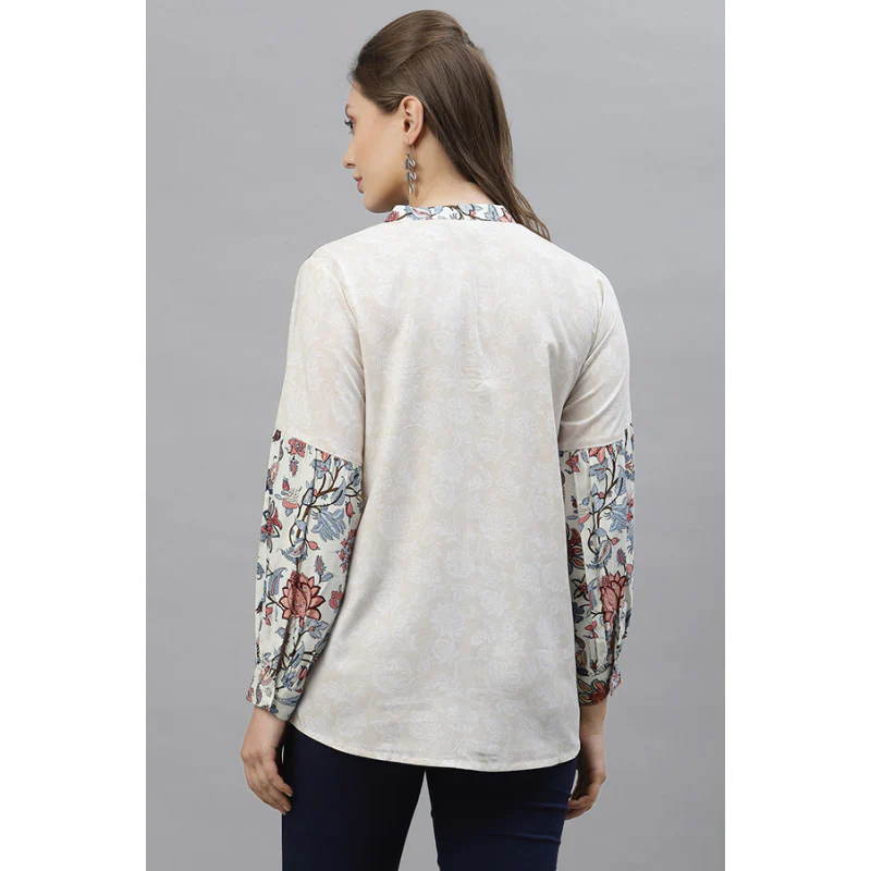 Women Red Floral Blouse Top - Image 3