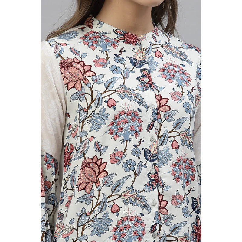 Women Red Floral Blouse Top - Image 5