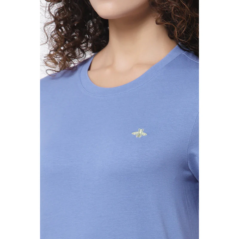 Women Slate Blue Round Neck T-Shirt - Image 2