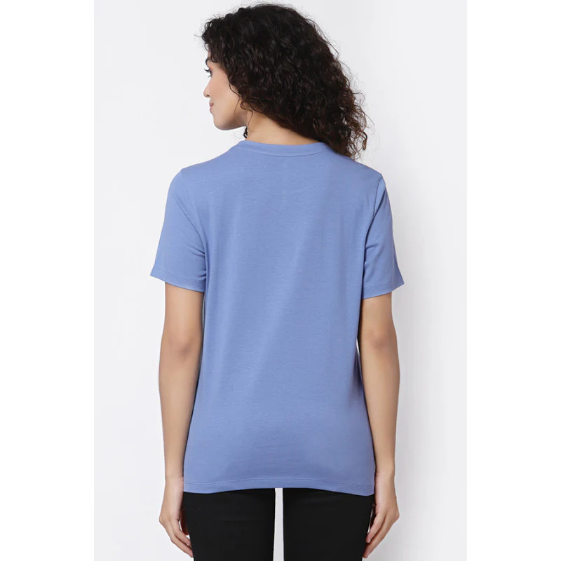Women Slate Blue Round Neck T-Shirt - Image 4