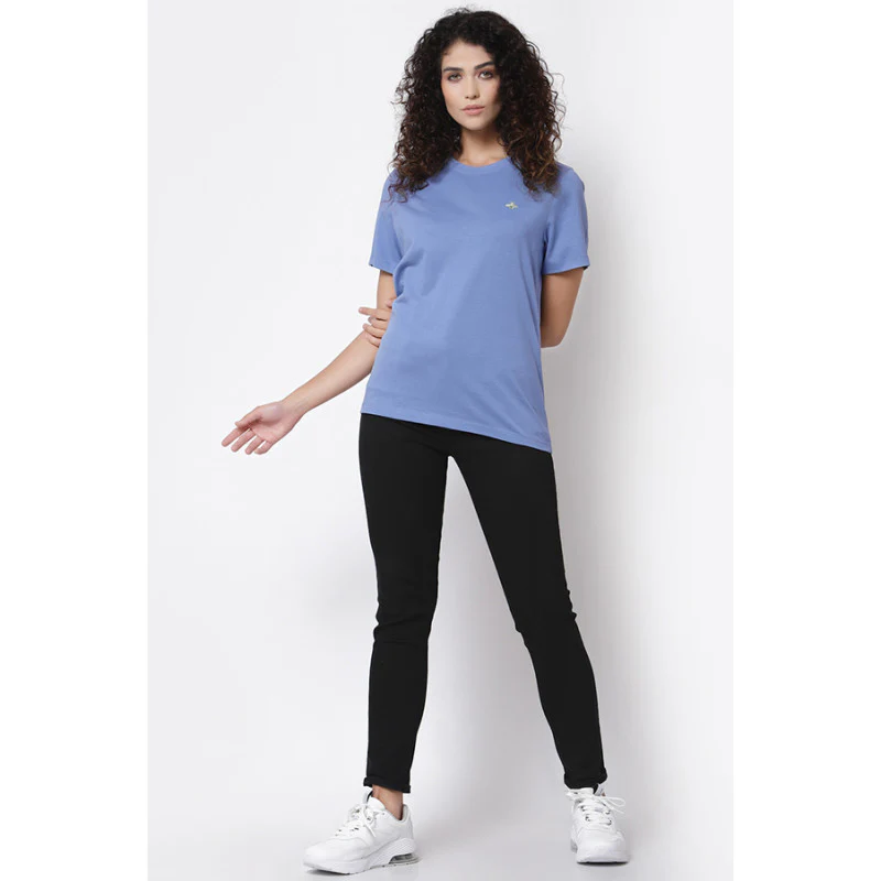 Women Slate Blue Round Neck T-Shirt - Image 5