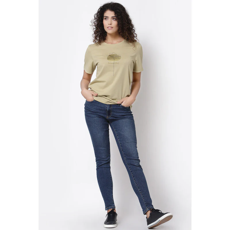 Women Slate Green Half Sleeve T-Shirt - Image 5
