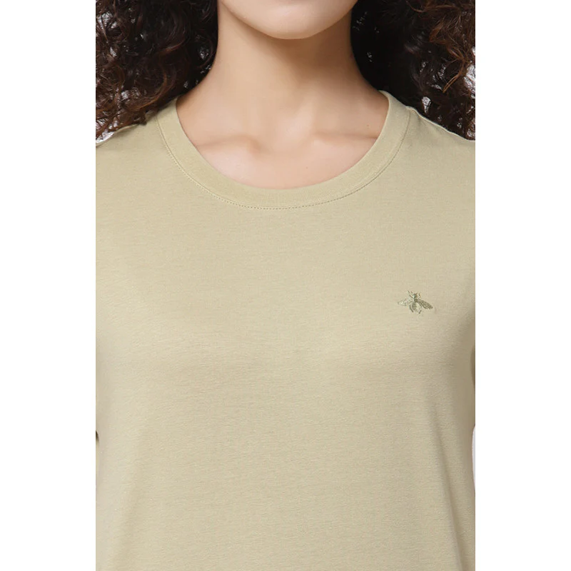 Women Slate Green Round Neck T-Shirt - Image 2