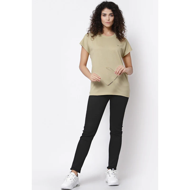 Women Slate Green Round Neck T-Shirt - Image 5
