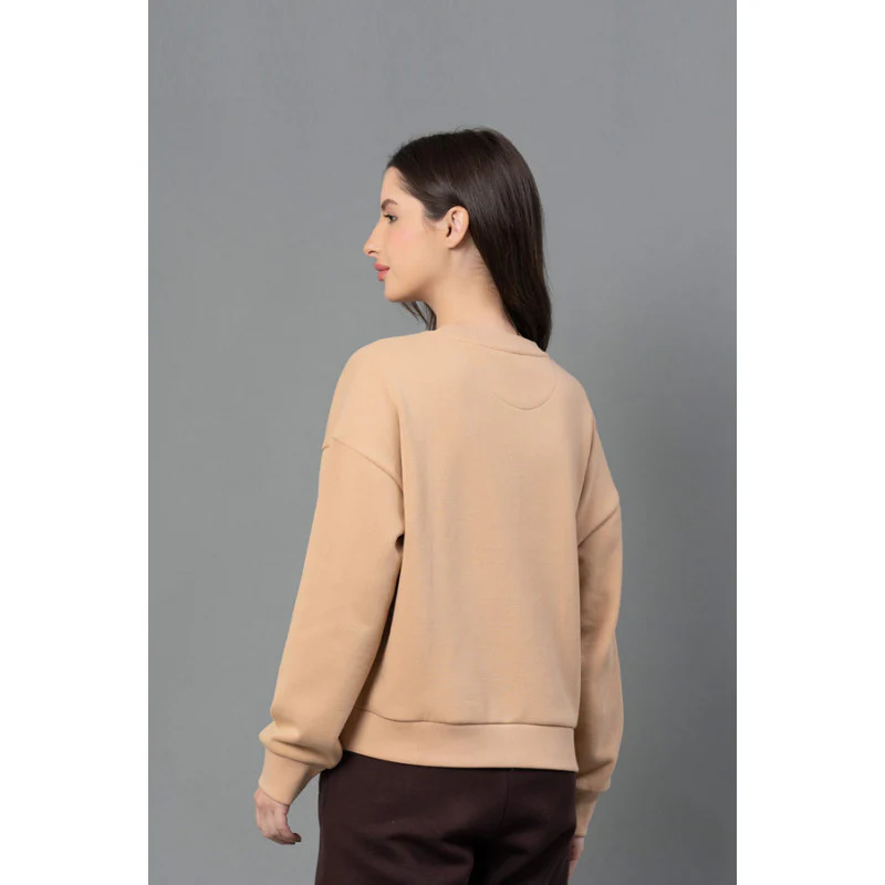 Women Tan Graphic Print Sweatshirt - Image 3