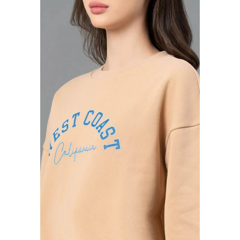Women Tan Graphic Print Sweatshirt - Image 4