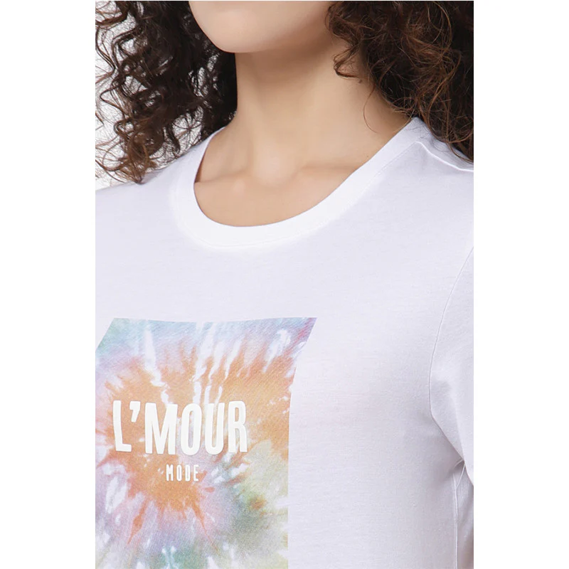 Women White Round Neck T-Shirt - Image 2