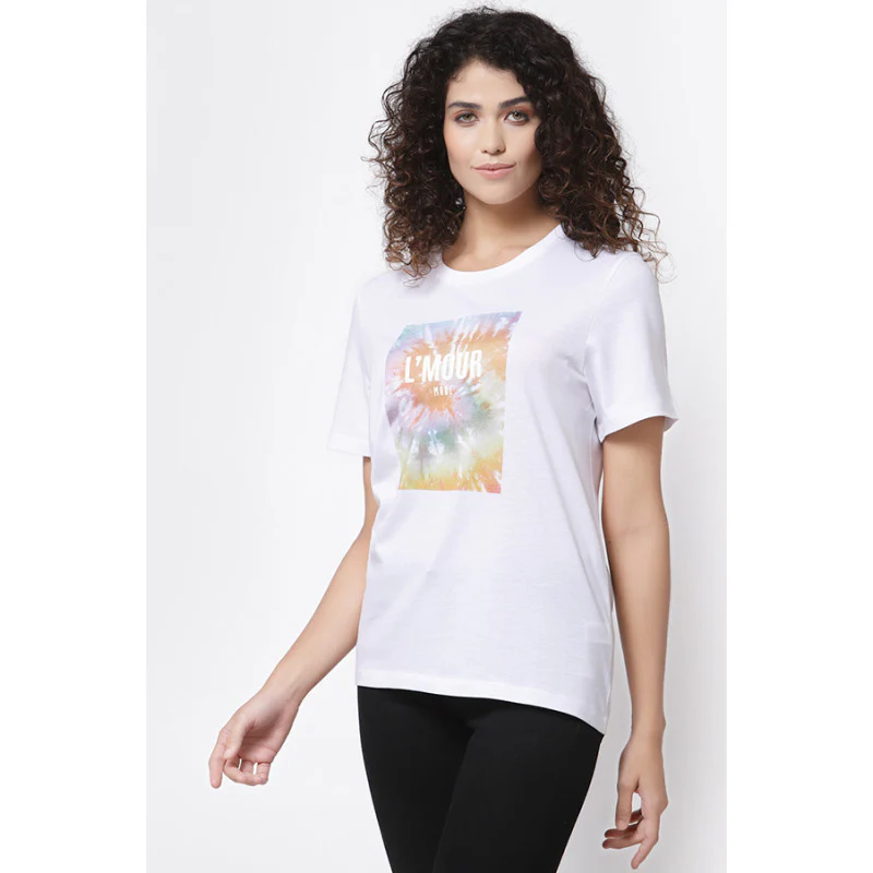 Women White Round Neck T-Shirt - Image 3