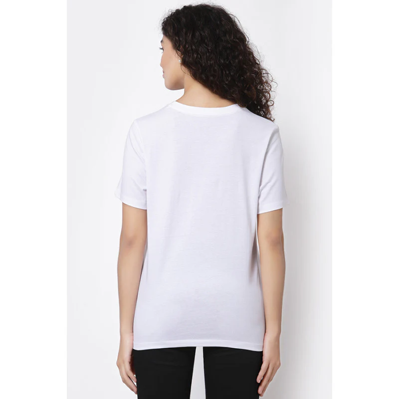 Women White Round Neck T-Shirt - Image 4