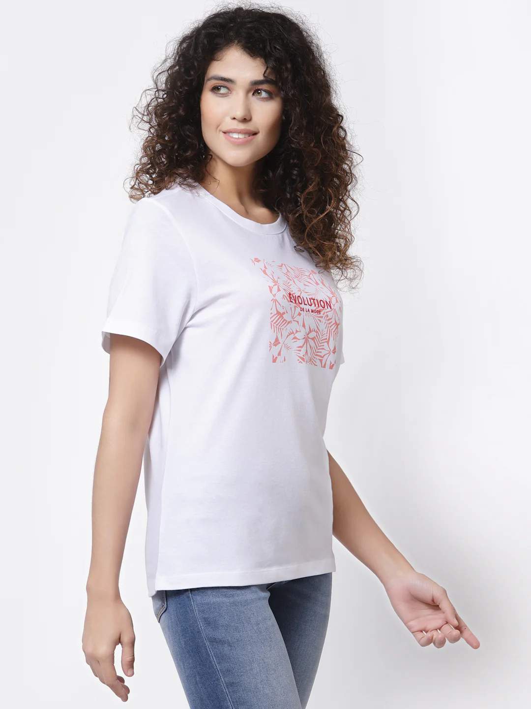 Women White Half Sleeve T-Shirt - Image 3