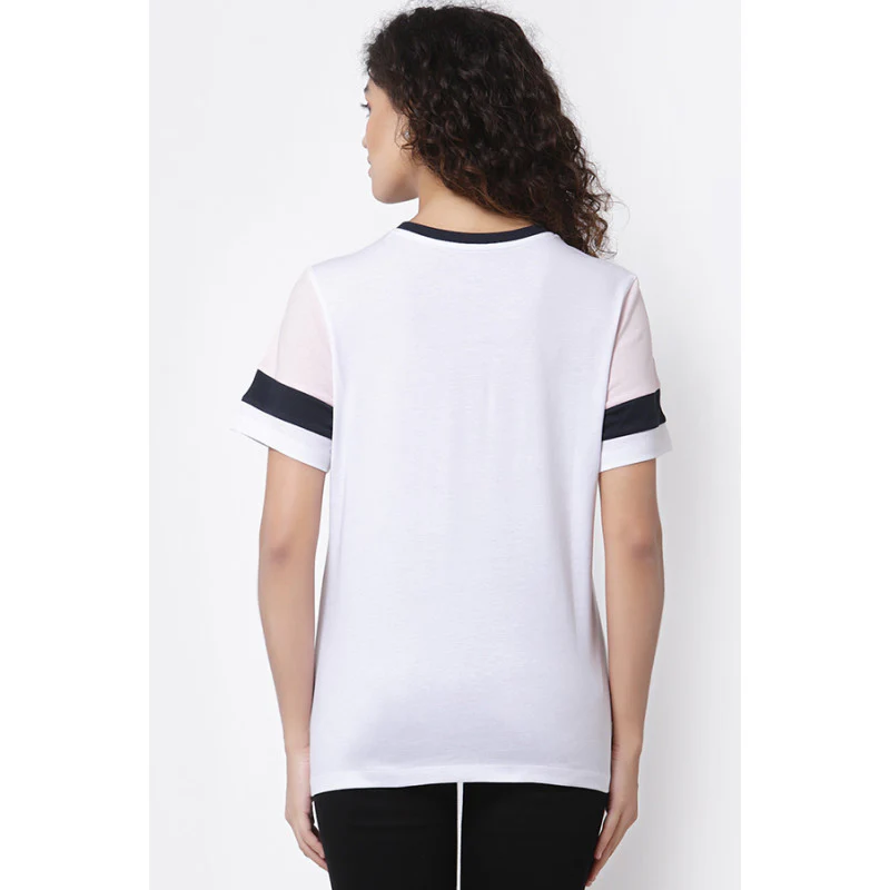 Women White Round Neck T-Shirt - Image 4