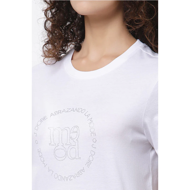Women White Round Neck T-Shirt - Image 2