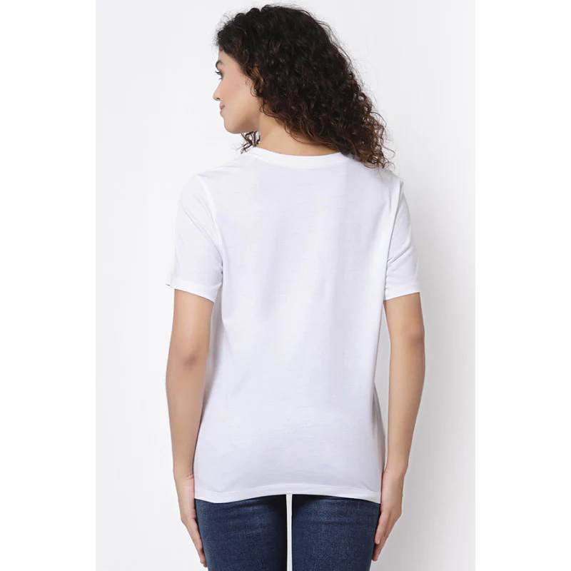 Women White Round Neck T-Shirt - Image 4