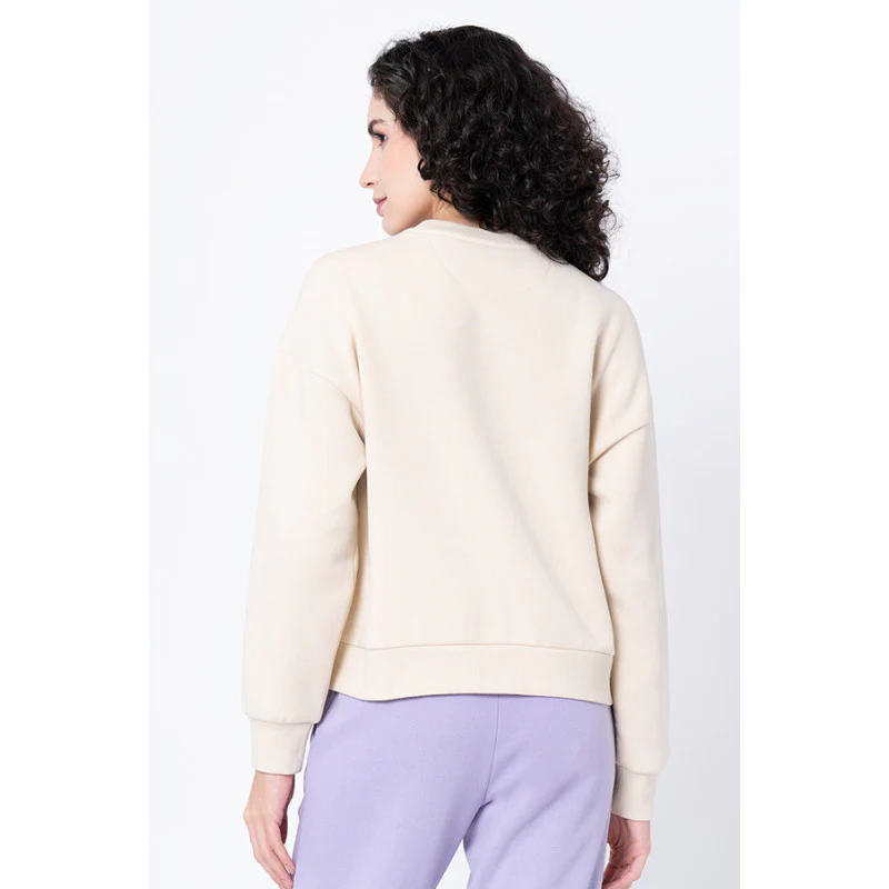 Women's Beige Graphic Print Sweatshirt - Image 3