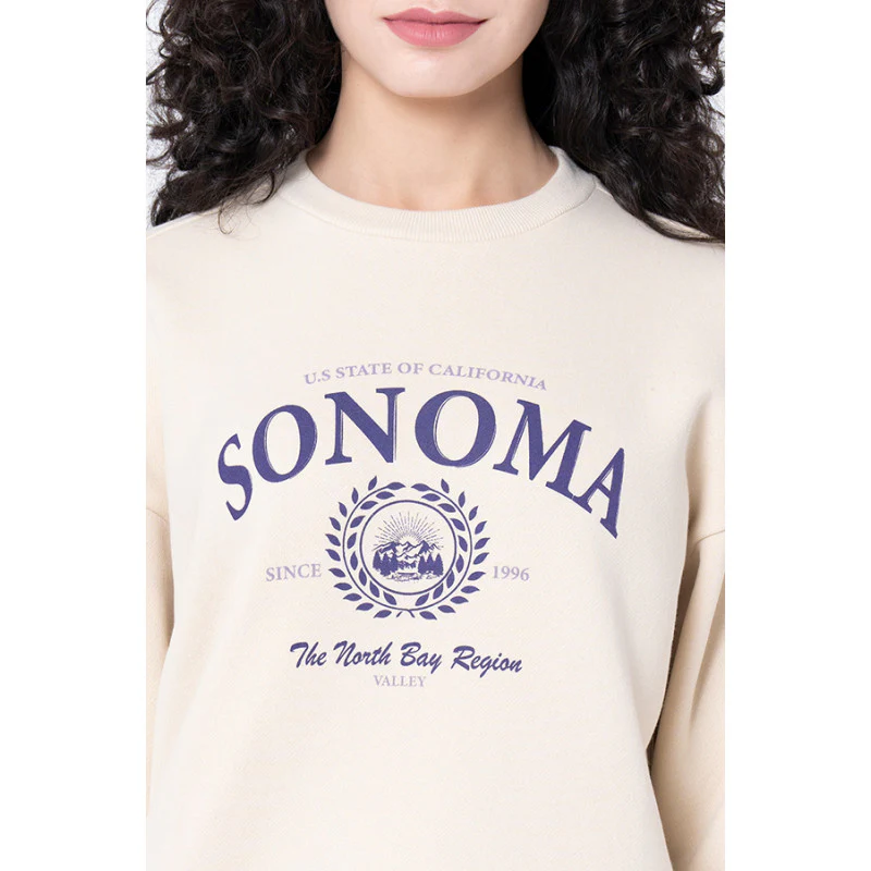 Women's Beige Graphic Print Sweatshirt - Image 4