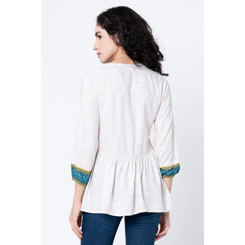Women's Beige Printed Tunic - Image 3