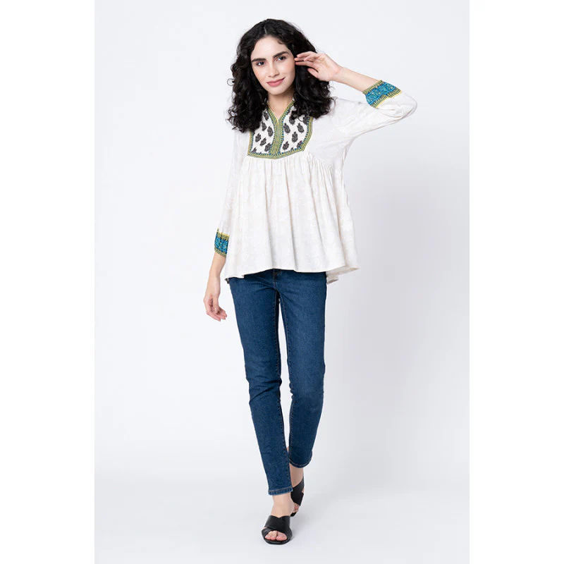 Women's Beige Printed Tunic - Image 5