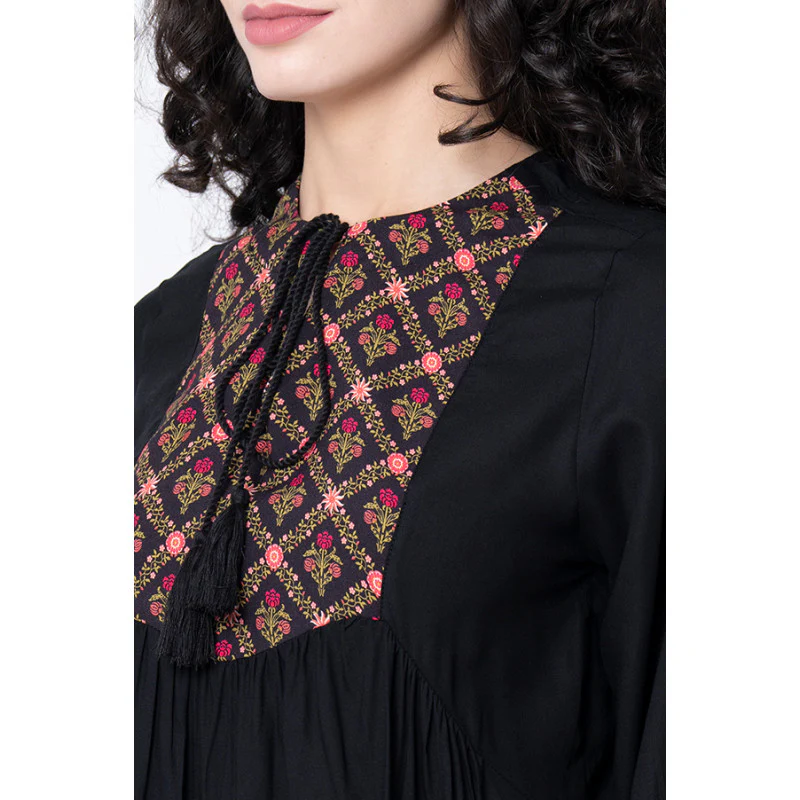 Women's Black Floral Blouse Top - Image 4