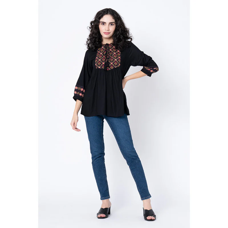 Women's Black Floral Blouse Top - Image 5