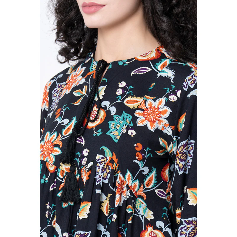 Women's Black Floral Blouse Top - Image 4