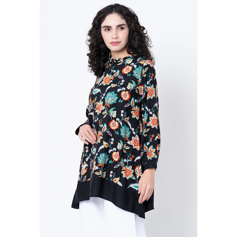 Women's Black Floral Tunic - Image 2