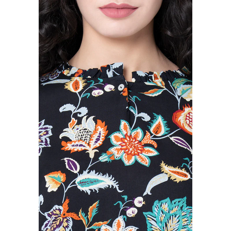 Women's Black Floral Tunic - Image 4