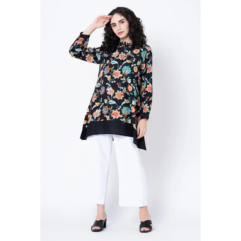 Women's Black Floral Tunic - Image 5