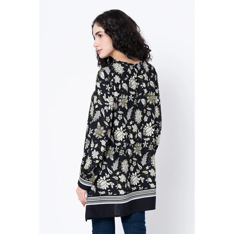 Women's Black Floral Tunic - Image 3