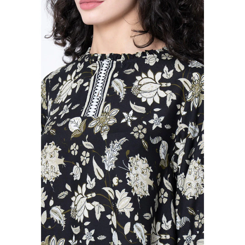 Women's Black Floral Tunic - Image 4