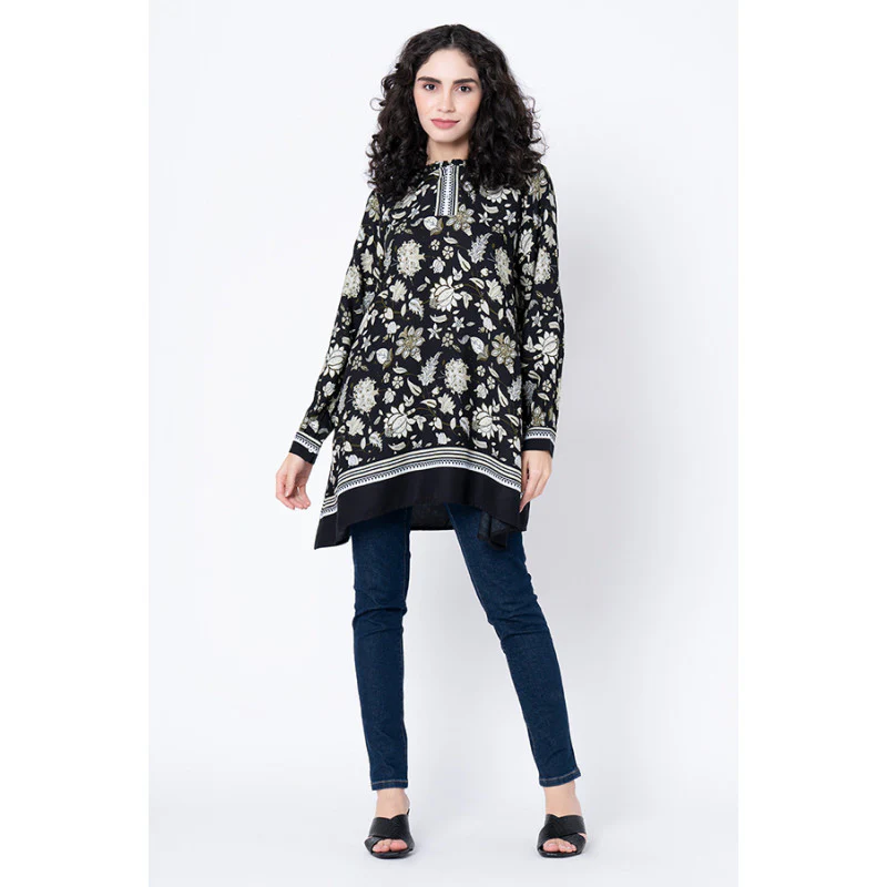 Women's Black Floral Tunic - Image 5