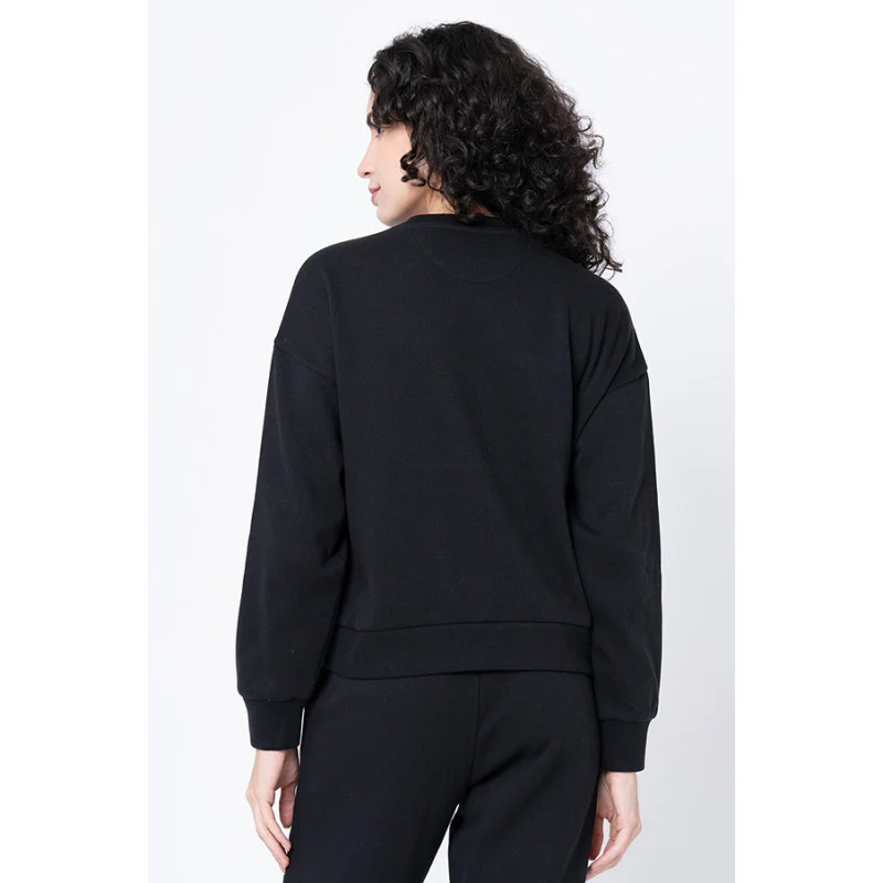 Women's Black Solid Sweatshirt - Image 3