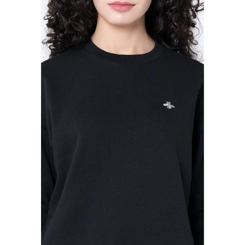 Women's Black Solid Sweatshirt - Image 4