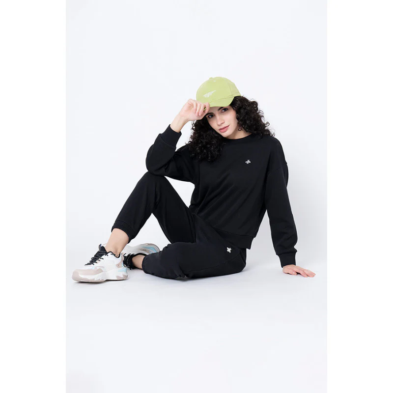 Women's Black Solid Sweatshirt - Image 5