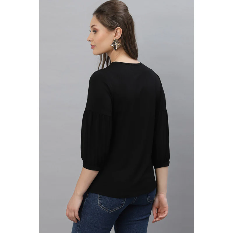 Women Black Solid Top - Image 4