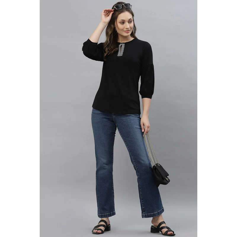 Women Black Solid Top - Image 5