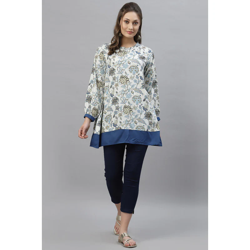 Women's Blue Floral Print Tunic - Image 5