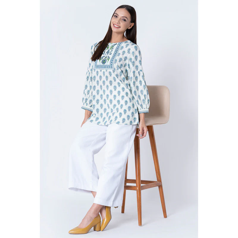 Women's Blue Printed Tunic - Image 5