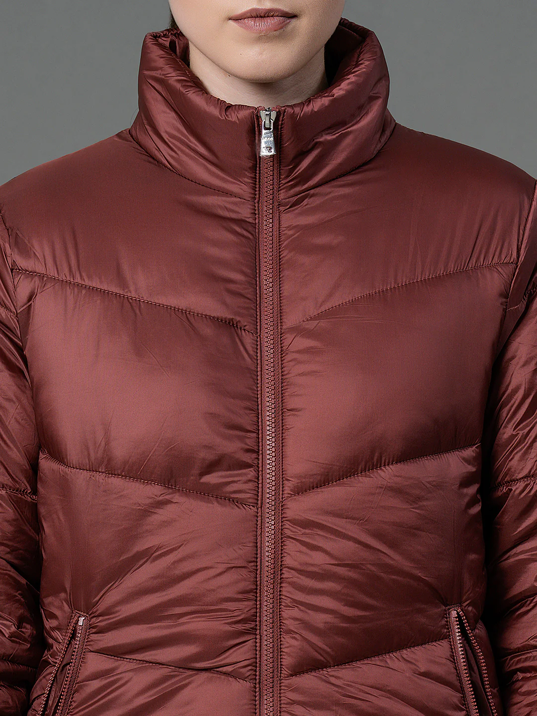 Women's Blush Red Padded Jacket - Image 5