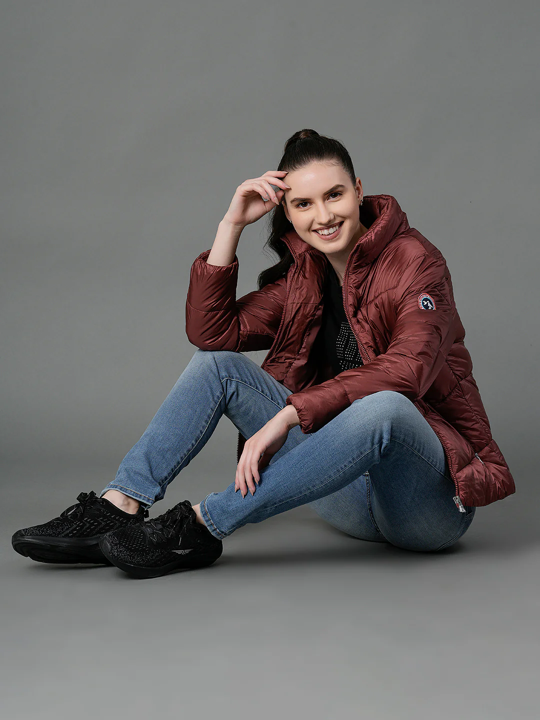 Women's Blush Red Padded Jacket - Image 6