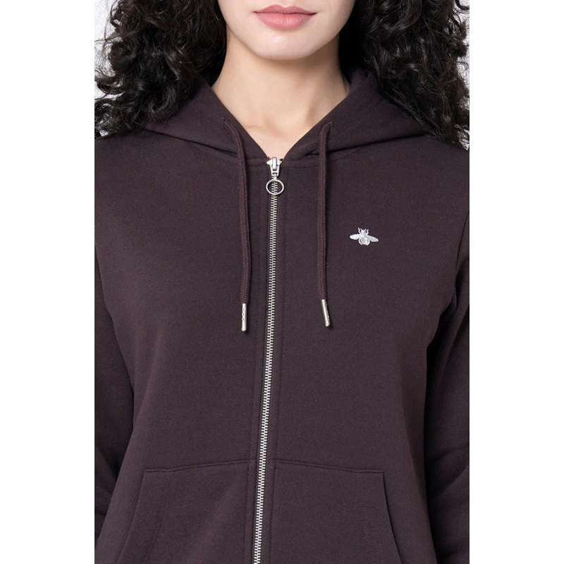 Women's Brown Solid Hoodie - Image 4