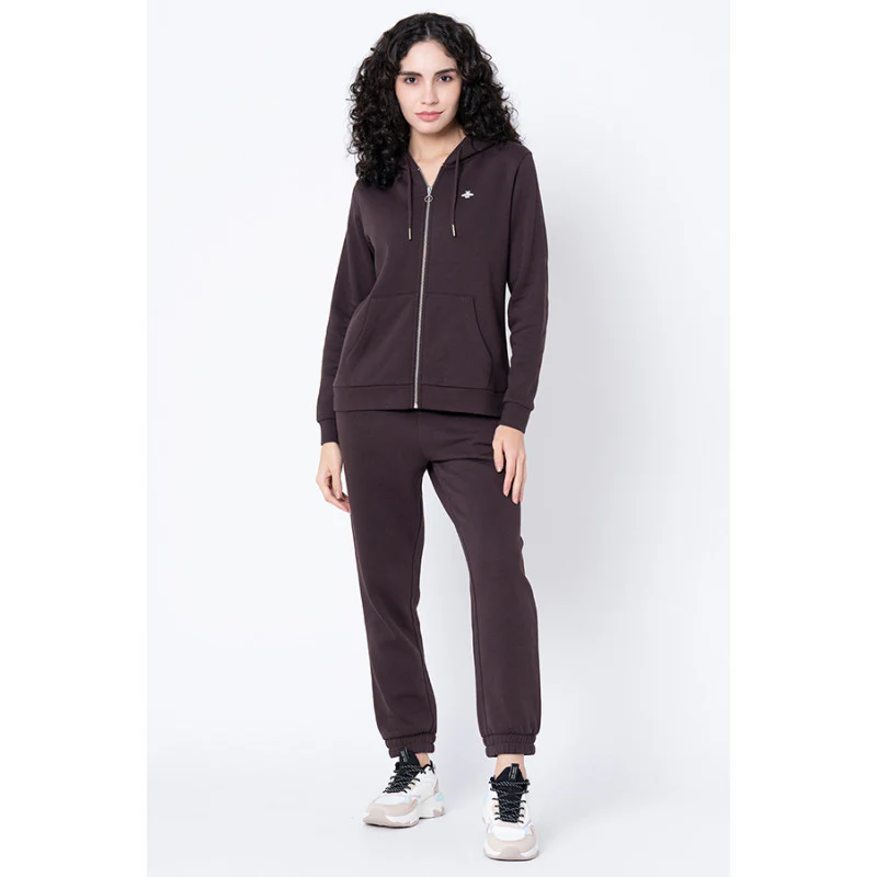Women's Brown Solid Hoodie - Image 5