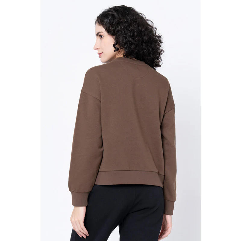 Women's Dark Brown Graphic Print Sweatshirt - Image 3