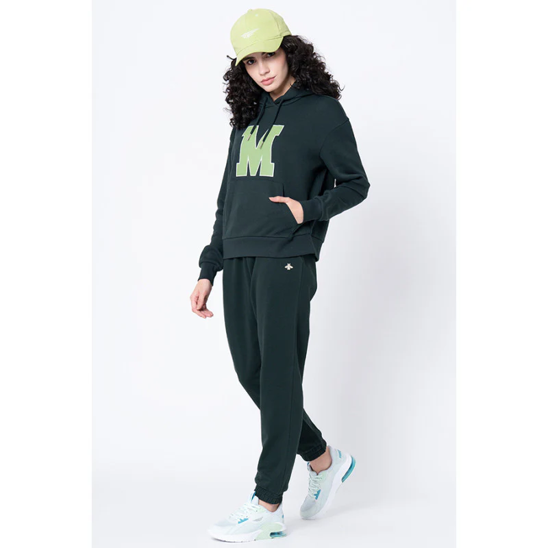 Women's Deep Green Typography Hoodie - Image 5