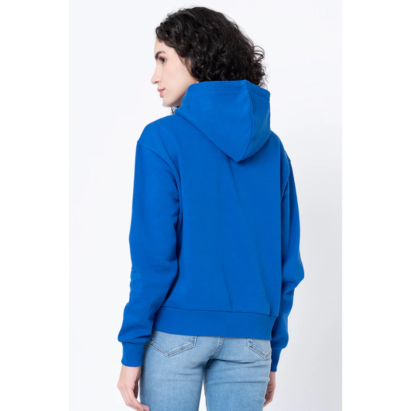 Women's Electric Blue Typography Hoodie - Image 3