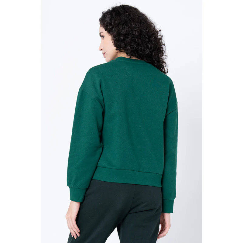 Women's Green Graphic Print Sweatshirt - Image 3