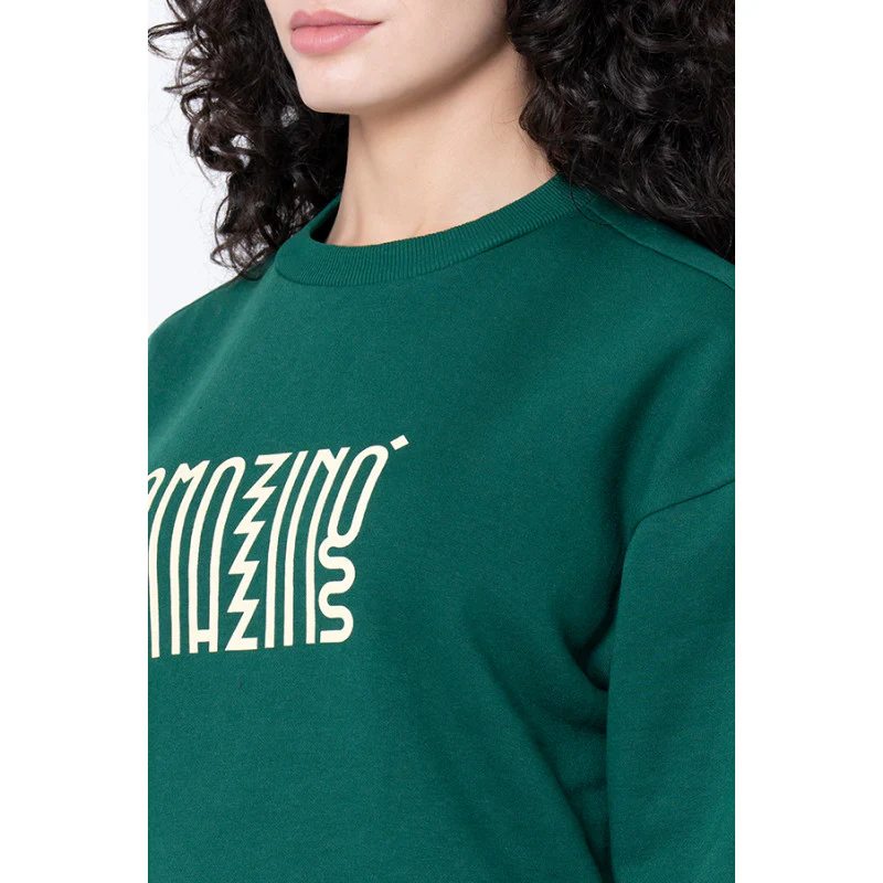 Women's Green Graphic Print Sweatshirt - Image 4