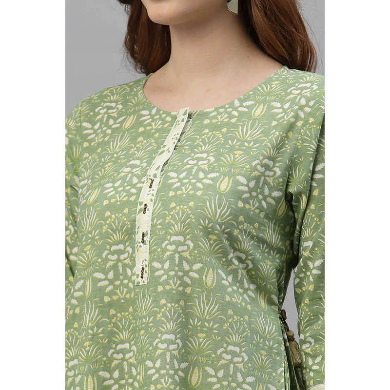 Women's Green Printed Kurta - Image 3