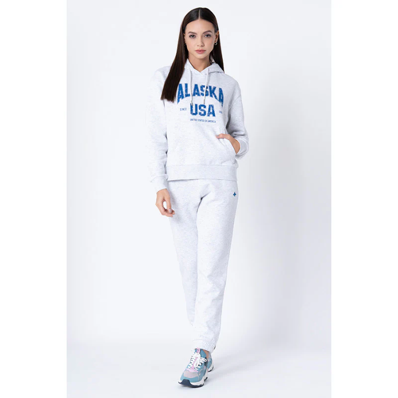 Women's Grey Melange Solid Jogger - Image 5