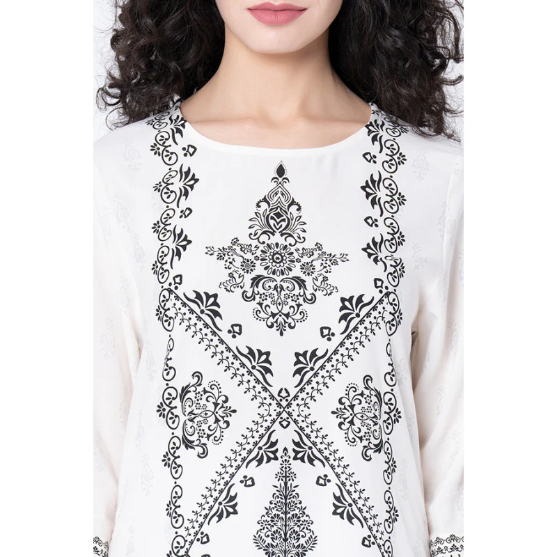 Women's Off White Printed Kurta - Image 4