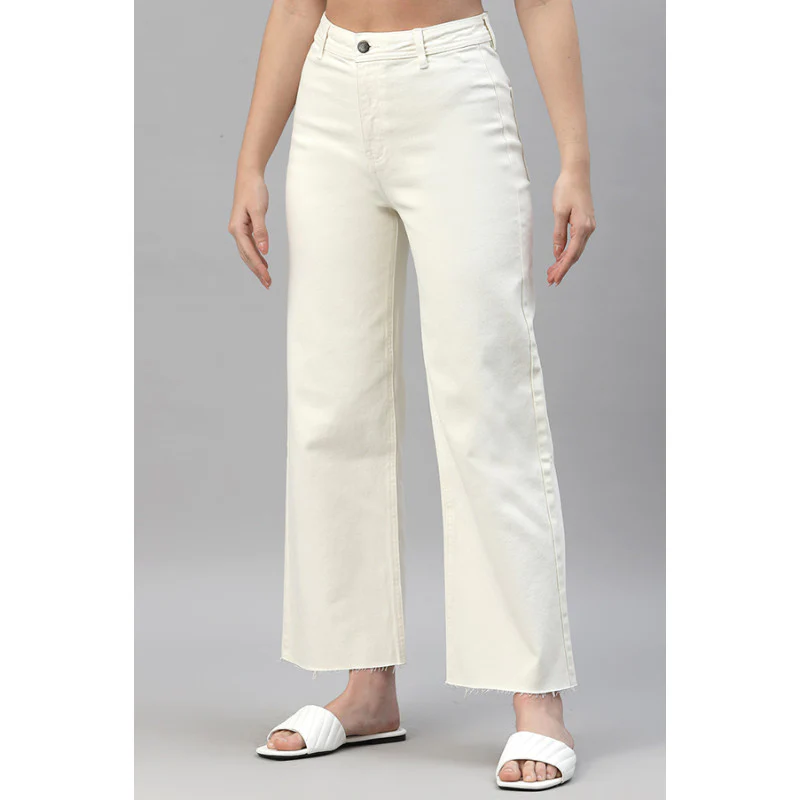 Women's Ivory Wide Leg Jeans - Image 2